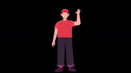 Animated Flat Design Person Waving Hello