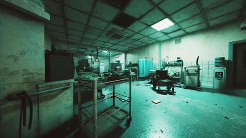 Abandoned Hospital Interior Revealing Decay and Neglect in a Grim Setting