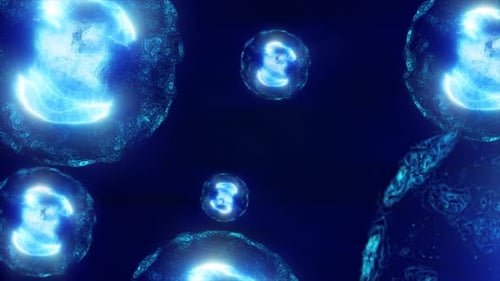 Abstract Glowing Blue Energy Spheres Background