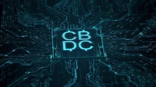Fond abstrait de rendu 3D du concept de monnaie numérique de la Banque centrale de la CBDC
