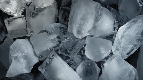 Frozen Abstraction Closeup of Ice Cubes on Abstract Background