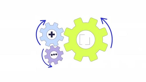 Business gears rotating 2D object animation