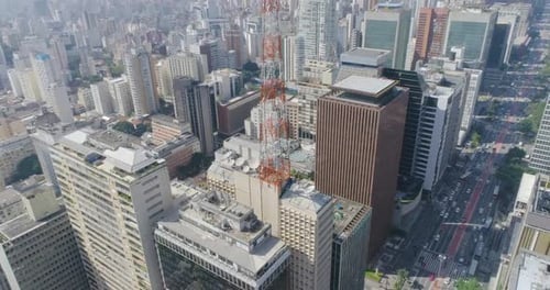 Vista aérea del paisaje urbano de los edificios modernos del centro y la vida urbana