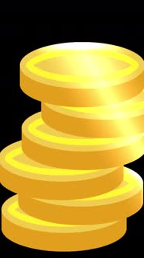 Golden Coins Falling Vertical Alpha