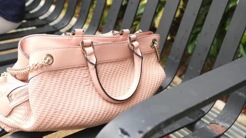 La mujer dejó su bolso de mano en la playa