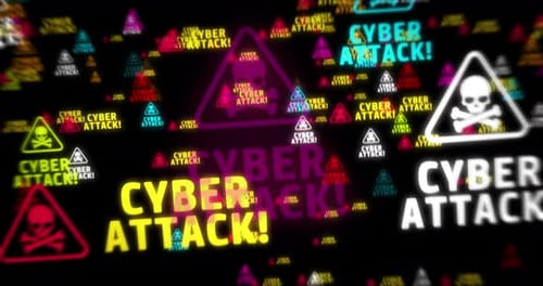Cyber attack symbol tunnel effect fly between
