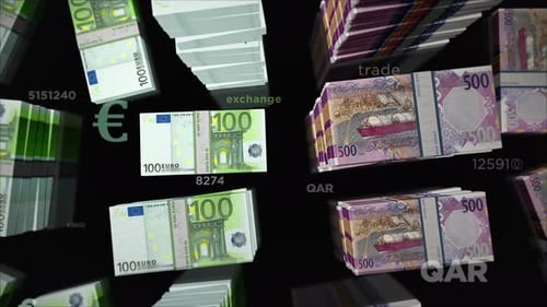 Euro and Qatar Riyal money exchange loop