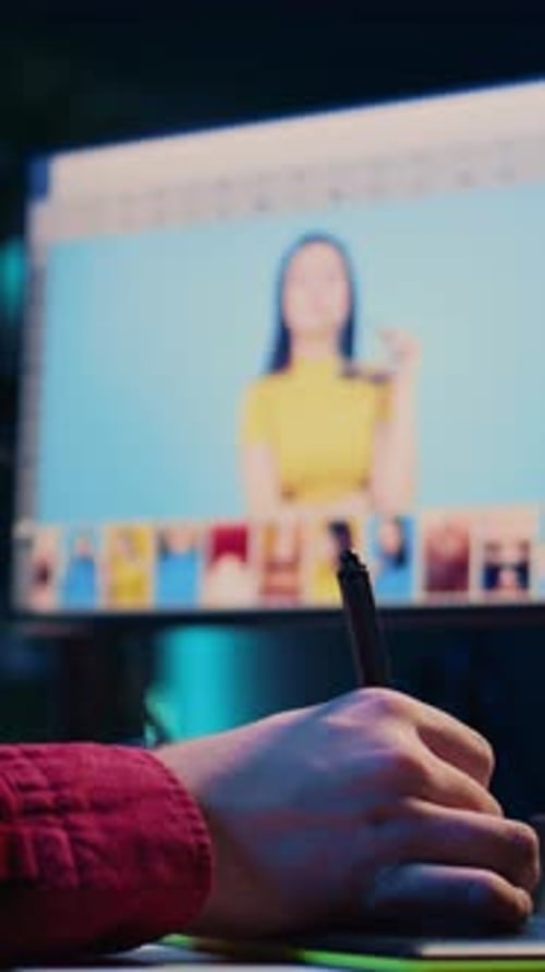 Photo Editor Retouching Image With Stylus and Tablet