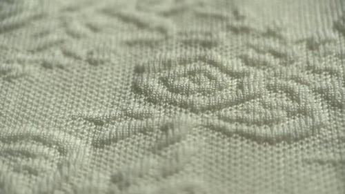 Close Up of White Textured Fabric with Flower Pattern