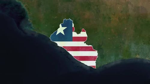 Animated Map Zoom and Liberia Flag Reveal