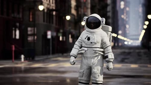 Lonely Astronaut in Deserted City