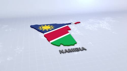 3D Animated Map of Namibia with Flag and Country Name