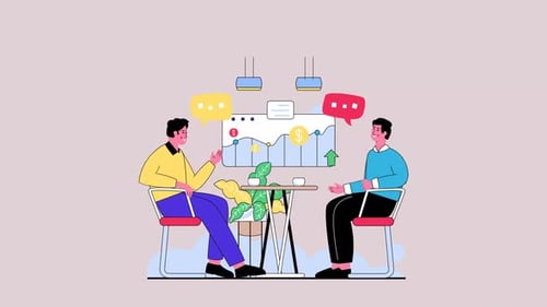 Corporate Discussion with Flat Design Growth Chart Animation