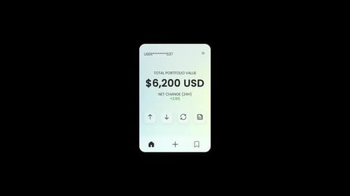 Holographic Smartphone Financial Dashboard UI