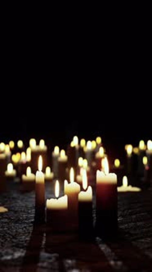 Peaceful Flickering Candles in Dark Ambient Setting