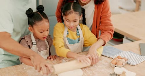 Family Baking Cookies Together in a Bright Kitchen