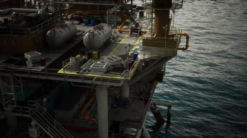 Oil Rig Operating in the Ocean