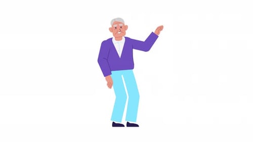 Animated Elderly Man Gives Thumbs Up Hand Gesture