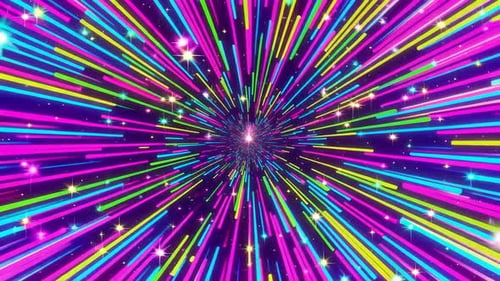 Tunnel lumineux hyperspatial au néon coloré Starburst Motion