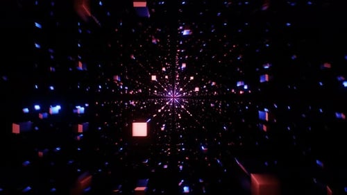 Light Red and Blue Abstract Cubic Dimension Background VJ Loop with Rotation in 4K