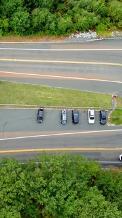 Aerial View of Cars on Mohawk Trail in Scenic Berkshires, Massachusetts