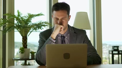 Businessman Working on Computer Desk Office Work Space