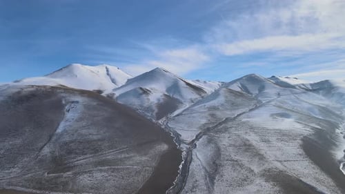 Snowy Mountains and Valleys Aerial View