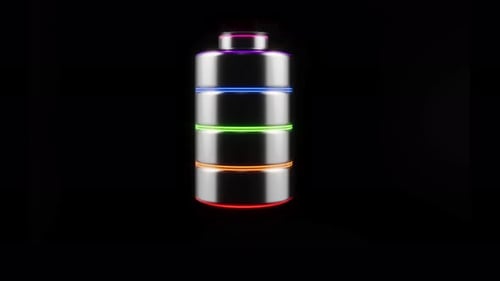 3D Energy Battery Charge on Black Bg Able to Loop