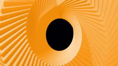 Abstraktes spiralförmiges 3D-Objekt. 4k Orangen bunter Kreis