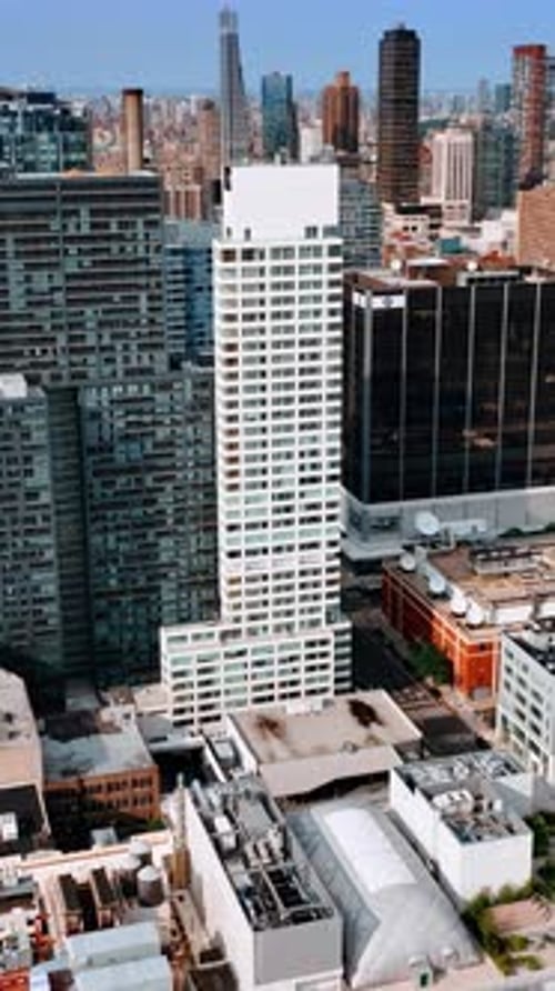 Urban Manhattan american lansmark. New York city aerial view.
