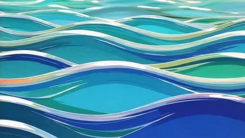 Animated Stylized Blue Ocean Sea Waves Motion Graphic