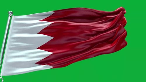 Bahrain Flag Waving Green Screen Chroma Key