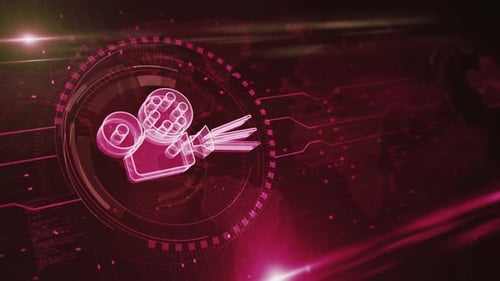 Concept numérique de boucle de symbole de diffusion de films de cinéma