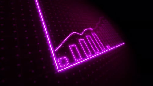 Business graph of Sells profit. neon growth chart concept.