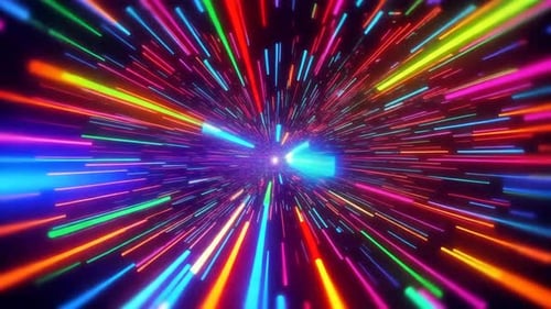 Mouvement de lumière au néon Hyperspace Warp Speed coloré