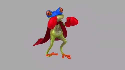 Lustiges 3D-Cartoon-Boxen für grüne Frosche