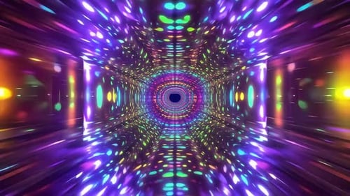 Bunte Neonkaleidoskop-Tunnelbewegungshintergrundschleife