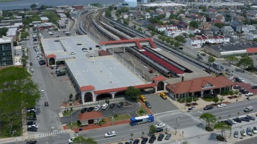 Pulling away from the Long Beach train station in Long Island