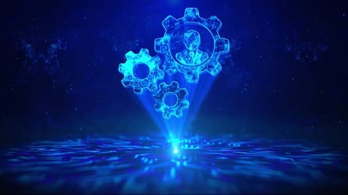 Automation Text with HUD Rotation Digital Technology Interface Sci Fi Hologram Cyberspace