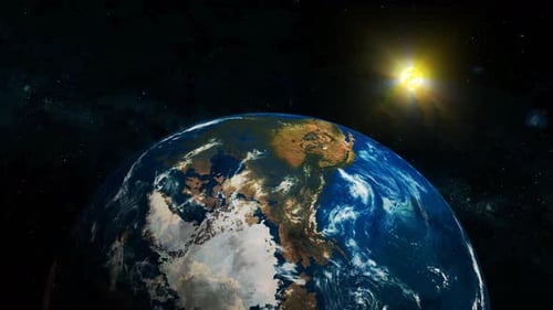 Earth 3d Planet Realistic With Glowing Sun