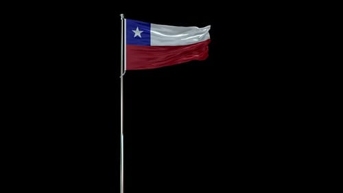 Realistic Flag of Chile Waving on Pole