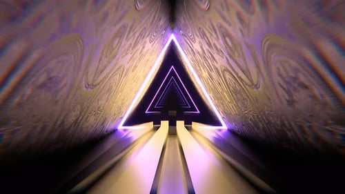 Light Yellow And Light Purple Triangular Alien Neon Corridor Background Vj Loop I 4K