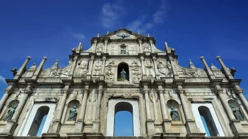 Ruin of St.Paul cathedral time lapse on a sunny day.