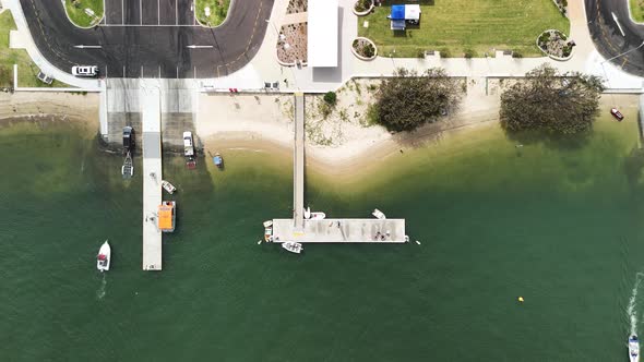 Boat ramp with a floating walkway and pontoon for marine tourism ...