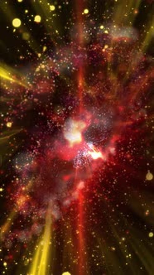 Dynamic Abstract Golden and Red Particle Light Beams Background