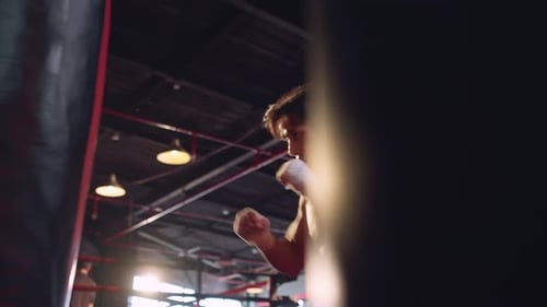 Asian professional sport young man exercising in fitness gym club.