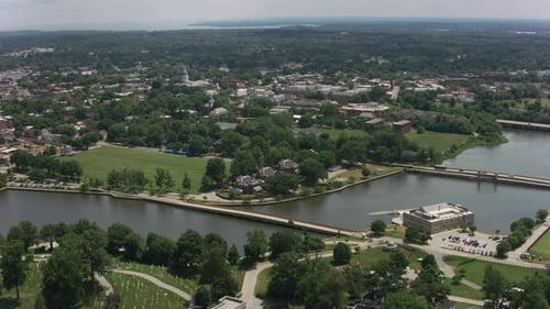 Annapolis Maryland Aerial View of US Naval Academy and City Of