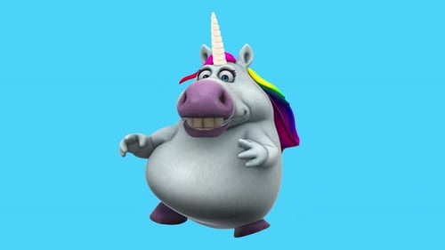 Fun 3D cartoon unicorn dancing (with alpha channel)
