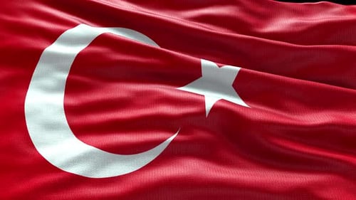 Vidéo du drapeau de la Turquie ondulant dans le vent, drapeau de la Turquie, boucle d'ondes ondulant dans le vent