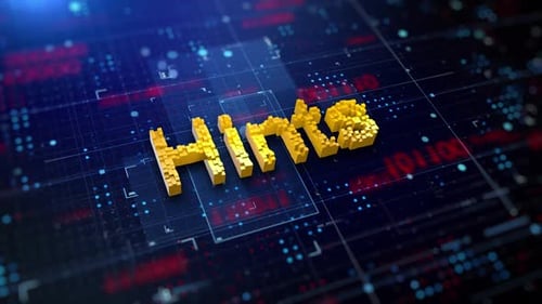 Pixelated Hints Text on Digital Technology Background